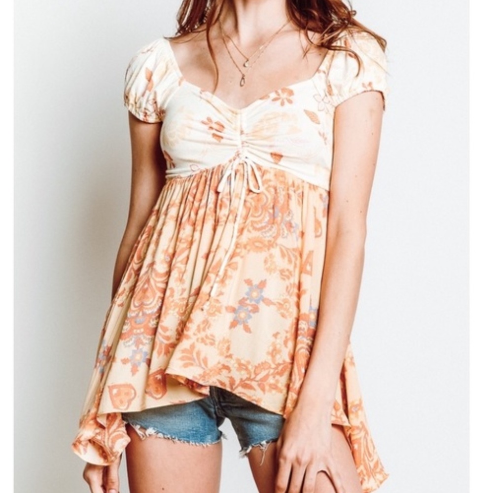 NWT Free People Boho Gypsy Babydoll Top - Picture 3 of 7